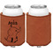 Safari Cognac Leatherette Can Sleeve - Single Sided Front and Back