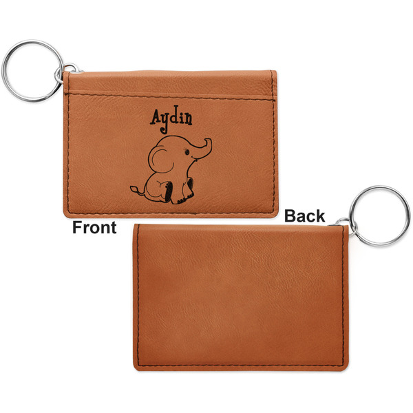 Safari Cognac Leatherette Keychain ID Holders - Front Apvl