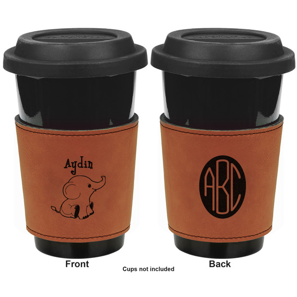 Safari Cognac Leatherette Mug Sleeve - Double Sided Apvl