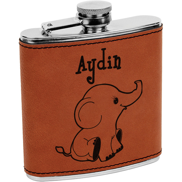 Custom Safari Leatherette Wrapped Stainless Steel Flask (Personalized)