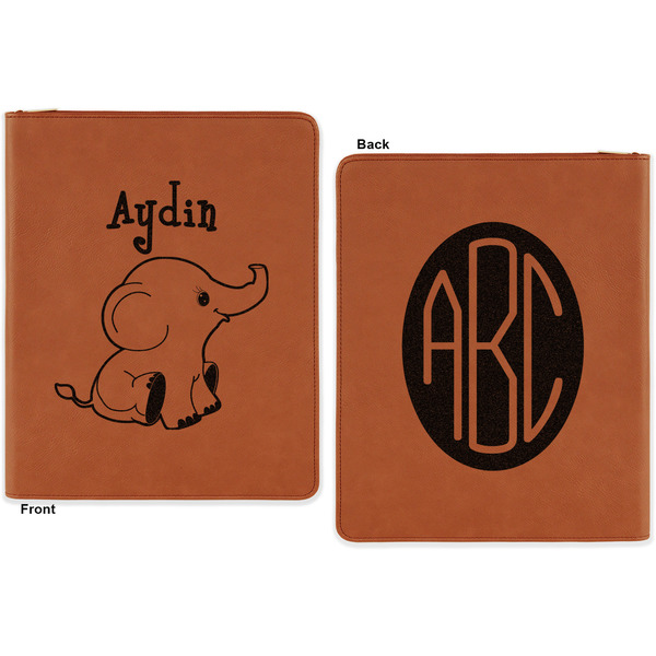 Safari Cognac Leatherette Zipper Portfolios with Notepad - Double Sided - Apvl