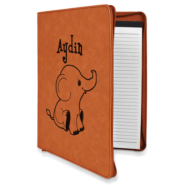Custom Safari Leatherette Zipper Portfolio with Notepad (Personalized)