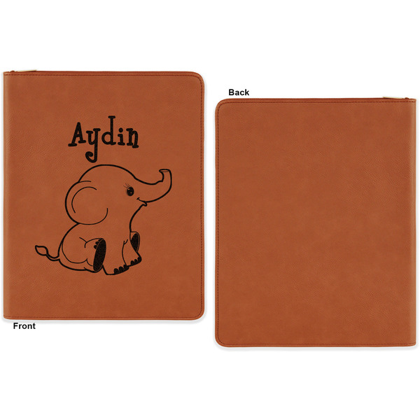 Safari Cognac Leatherette Zipper Portfolios with Notepad - Single Sided - Apvl