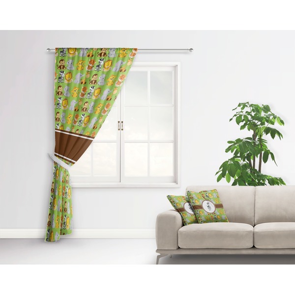 Safari Curtain With Window and Rod - in Room Matching Pillow