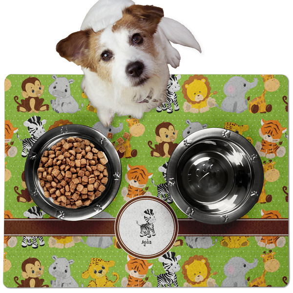 Custom Safari Dog Food Mat - Medium w/ Name or Text