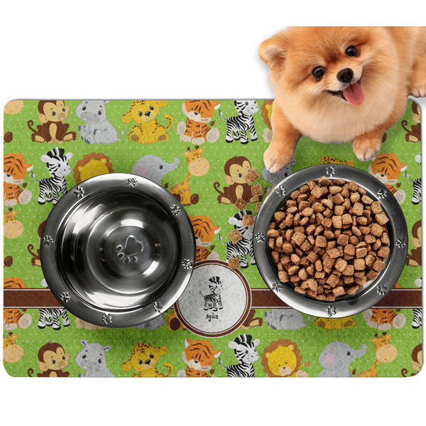 Custom Safari Dog Food Mat - Small w/ Name or Text