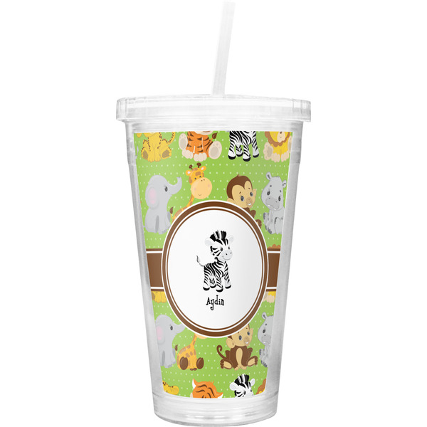 Custom Safari Double Wall Tumbler with Straw (Personalized)