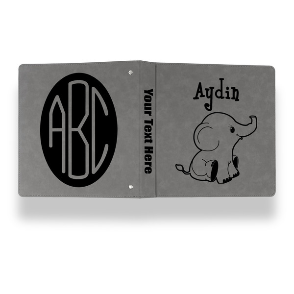 Safari Leather Binder - 1" - Grey - Back Spine Front View