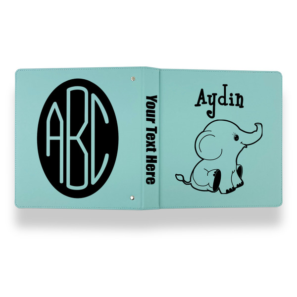 Safari Leather Binder - 1" - Teal - Back Spine Front View