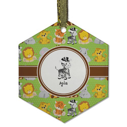 Safari Flat Glass Ornament - Hexagon w/ Name or Text