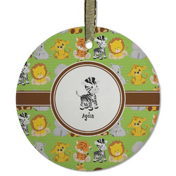 Safari Flat Glass Ornament - Round w/ Name or Text