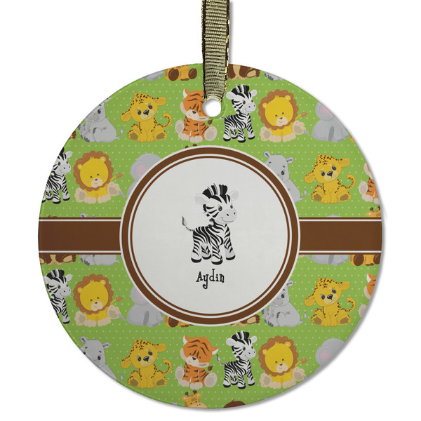 Custom Safari Flat Glass Ornament - Round w/ Name or Text
