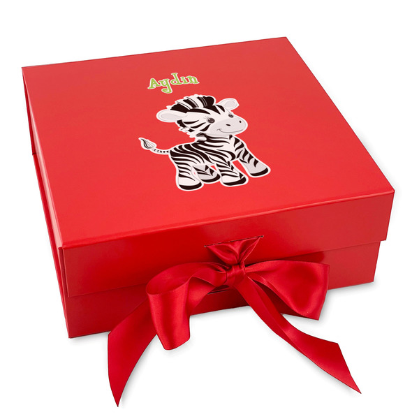 Custom Safari Gift Box with Magnetic Lid - Red (Personalized)