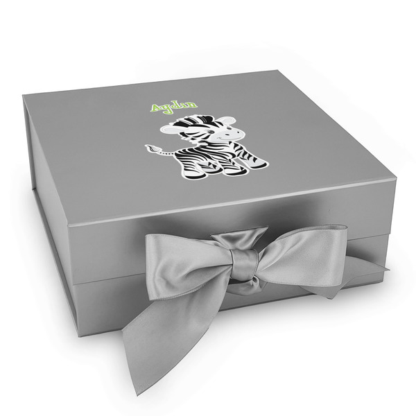 Custom Safari Gift Box with Magnetic Lid - Silver (Personalized)
