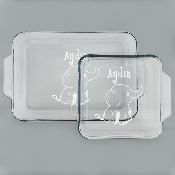 Custom Safari Set of Glass Baking & Cake Dish - 13in x 9in & 8in x 8in (Personalized)