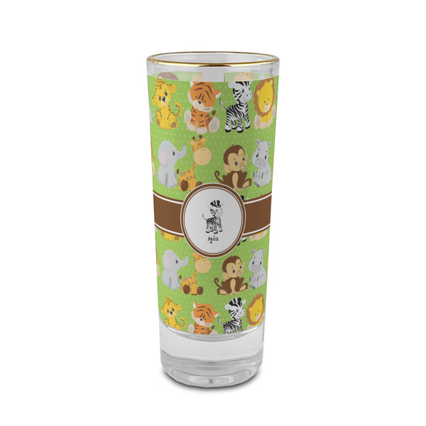 Custom Safari 2 oz Shot Glass -  Glass with Gold Rim - Set of 4 (Personalized)