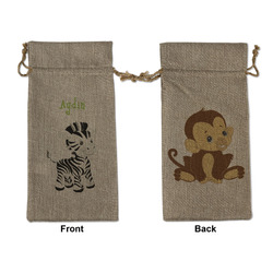 Safari Large Burlap Gift Bag - Front & Back (Personalized)