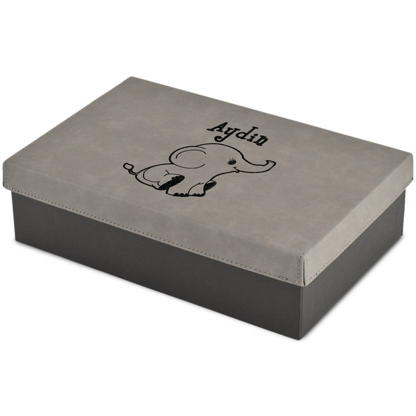 Custom Safari Large Gift Box w/ Engraved Leather Lid (Personalized)