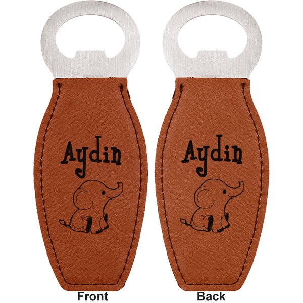 Safari Leather Bar Bottle Opener - Front and Back