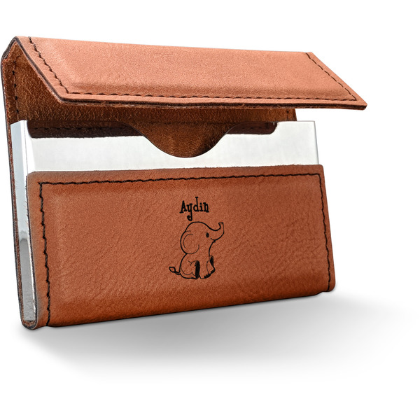 Custom Safari Leatherette Business Card Holder - Double Sided (Personalized)