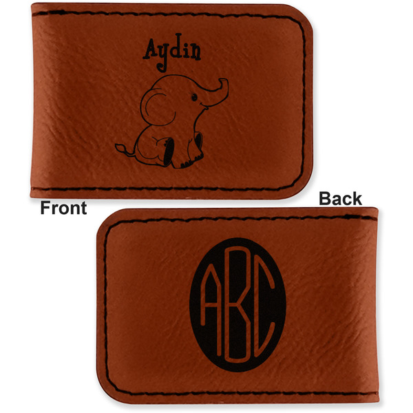Safari Leatherette Magnetic Money Clip - Front and Back