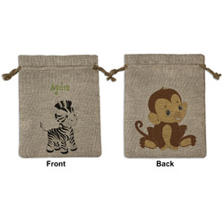 Safari Medium Burlap Gift Bag - Front & Back (Personalized)