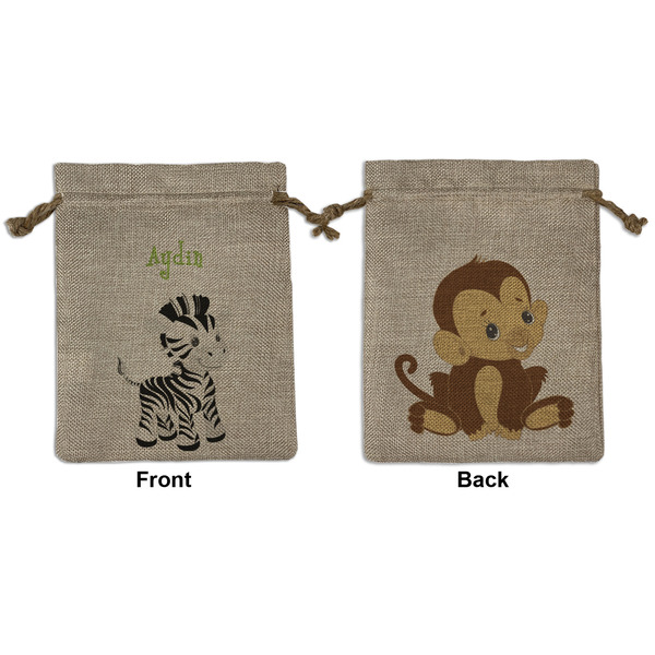 Custom Safari Medium Burlap Gift Bag - Front & Back (Personalized)