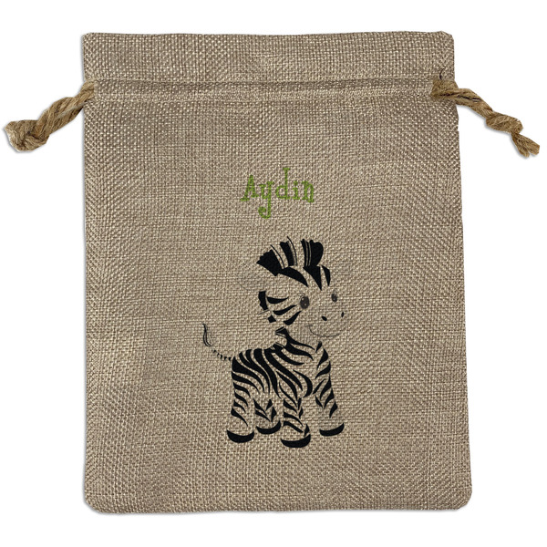 Custom Safari Medium Burlap Gift Bag - Front (Personalized)