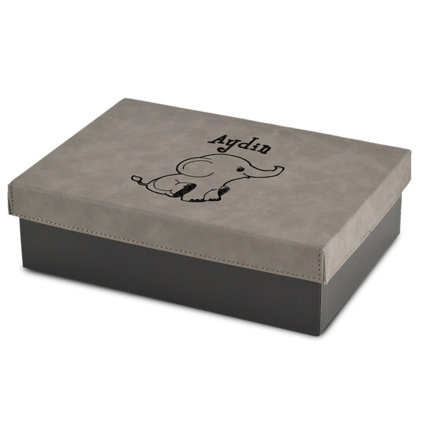 Custom Safari Medium Gift Box w/ Engraved Leather Lid (Personalized)