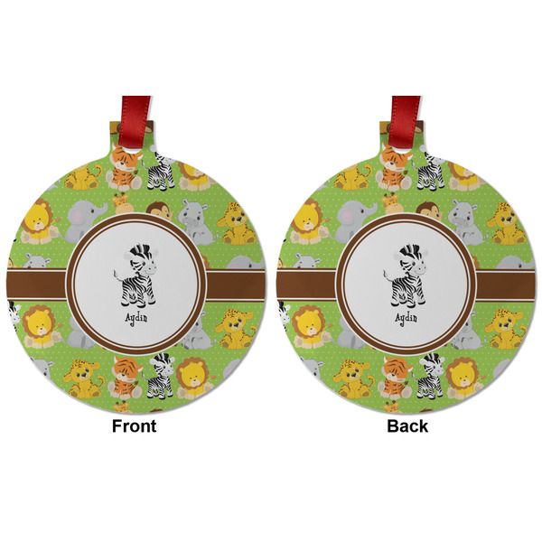 Safari Metal Ball Ornament - Front and Back