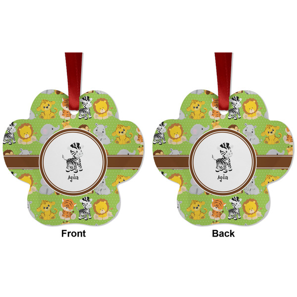 Safari Metal Paw Ornament - Front and Back