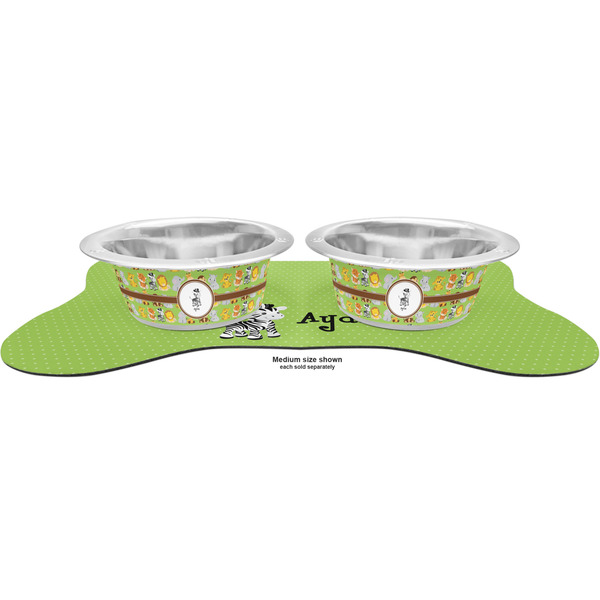 Safari Metal Pet Bowls - On Dog Bone Shaped Mat