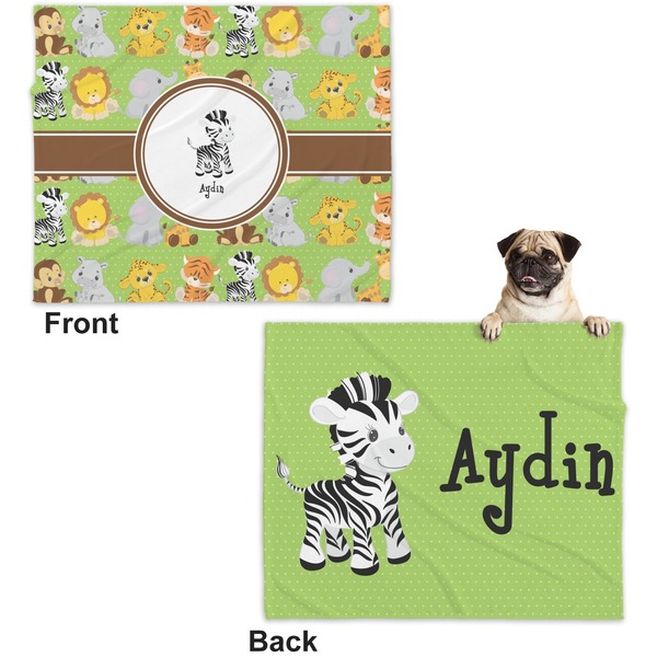 Safari Microfleece Dog Blanket - Large- Front & Back