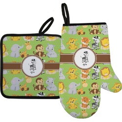 Safari Oven Mitt & Pot Holder Set w/ Name or Text