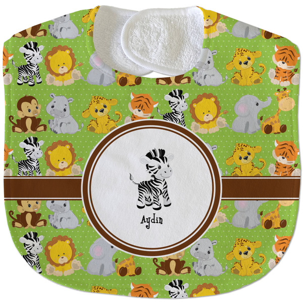 Custom Safari Velour Baby Bib w/ Name or Text