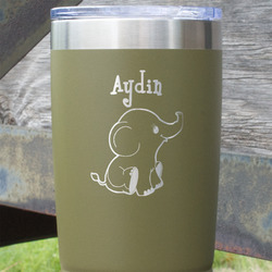Safari 20 oz Stainless Steel Tumbler - Olive - Single Sided (Personalized)