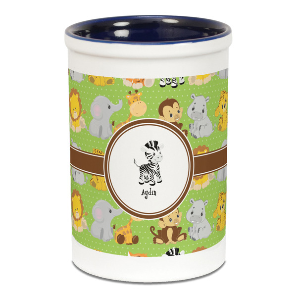 Custom Safari Ceramic Pencil Holders - Blue