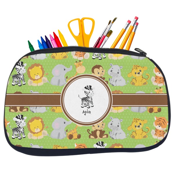 Custom Safari Neoprene Pencil Case - Medium w/ Name or Text