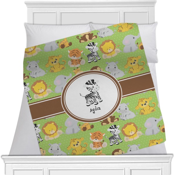 Custom Safari Minky Blanket - Toddler / Throw - 60"x50" - Single Sided (Personalized)