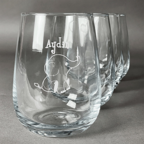 Custom Safari Stemless Wine Glasses (Set of 4) (Personalized)