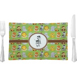 Safari Rectangular Glass Lunch / Dinner Plate - Single or Set (Personalized)