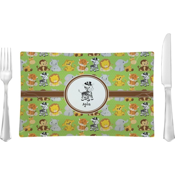 Custom Safari Rectangular Glass Lunch / Dinner Plate - Single or Set (Personalized)