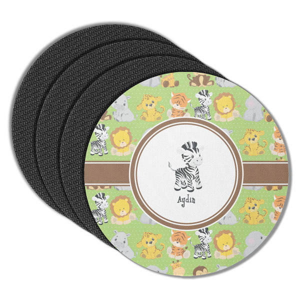 Custom Safari Round Rubber Backed Coasters - Set of 4 (Personalized)
