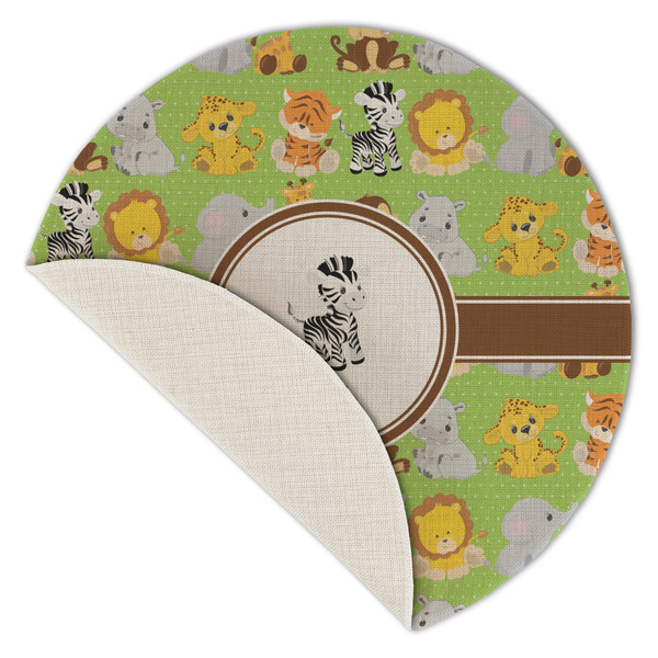 Safari Round Linen Placemats - Front (folded corner single sided)