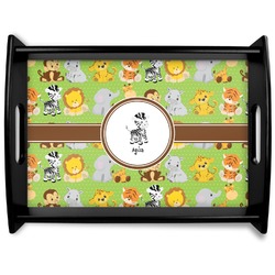Safari Black Wooden Tray - Large (Personalized)