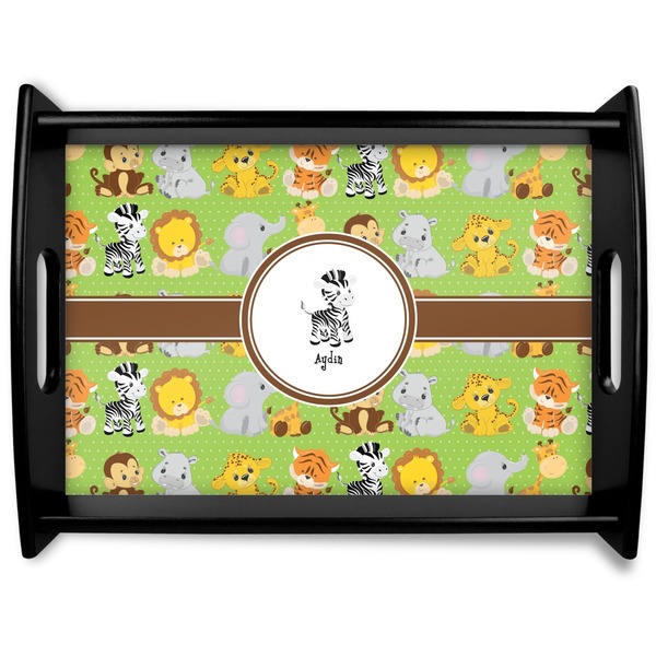 Custom Safari Black Wooden Tray - Large (Personalized)
