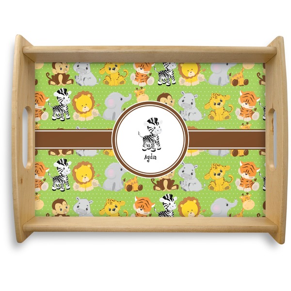 Custom Safari Natural Wooden Tray - Large (Personalized)