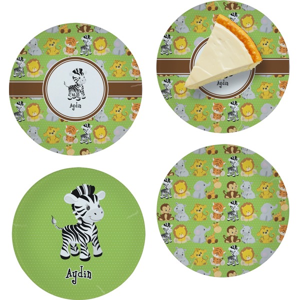 Custom Safari Set of 4 Glass Appetizer / Dessert Plate 8" (Personalized)