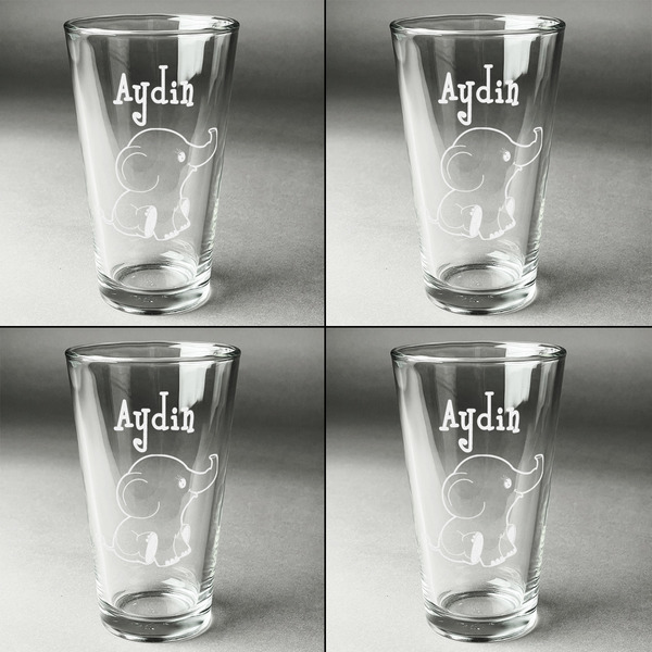 Safari Set of Four Engraved Beer Glasses - Individual View
