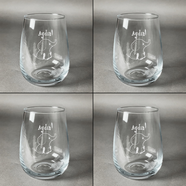 Safari Set of Four Personalized Stemless Wineglasses (Approval)